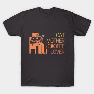 Cat Mother Coffee Lover Girl T-Shirt